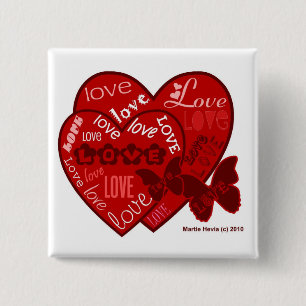 Badge Carré 5 Cm Saint-Valentin Coeurs & Love Button/Pin (2)