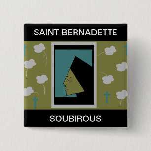 BADGE CARRÉ 5 CM SAINTE BERNADETTE SOUBIROUS