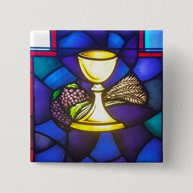 Badge Carré 5 Cm Sainte Communion (Devant)