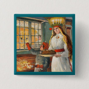 Badge Carré 5 Cm Sainte-Lucie et l'enfant livrent le safran Bun