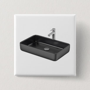 Badge Carré 5 Cm Salle de bain moderne noir carré lavabo avec robin