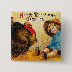 Badge Carré 5 Cm Salutations chaleureuses de thanksgiving