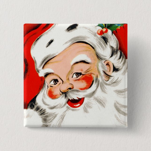 Badge Carré 5 Cm Salutations de Noël Père Noël (Devant)