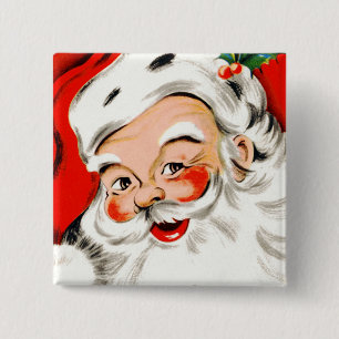 Badge Carré 5 Cm Salutations de Noël Père Noël