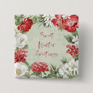 Badge Carré 5 Cm Salutations hivernales douces