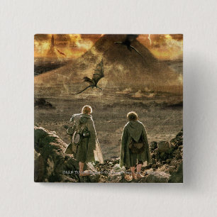 Badge Carré 5 Cm Sam et FRODO™ approchent le mont Doom