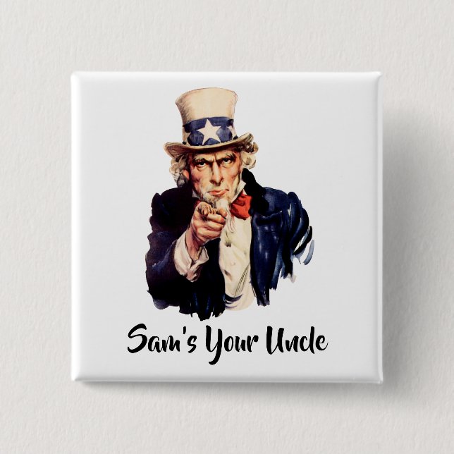 Badge Carré 5 Cm Sam's Your Oncle (Devant)