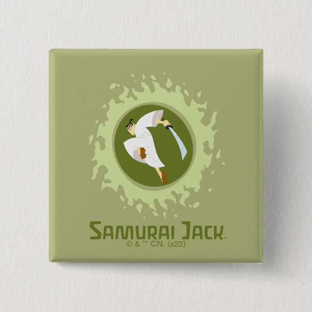 Badge Carré 5 Cm Samurai Jack Leaping Graphic (Devant)