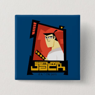 Badge Carré 5 Cm Samurai Jack Souriant Futuristic Frame Graphic