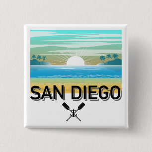 Badge Carré 5 Cm San Diego Design - Bouton Carré