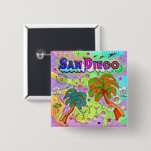 Badge Carré 5 Cm San Diego Vacation Target Button