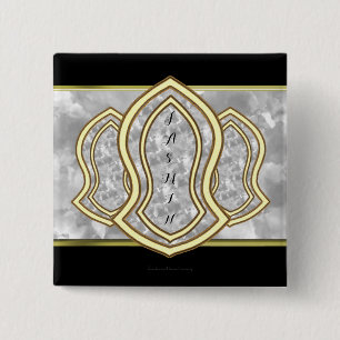 Badge Carré 5 Cm Sandal Du Marbre Et De L'Or Du Prophète (Blanc)