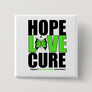 Badge Carré 5 Cm Santé mentale - traitement d'amour d'espoir