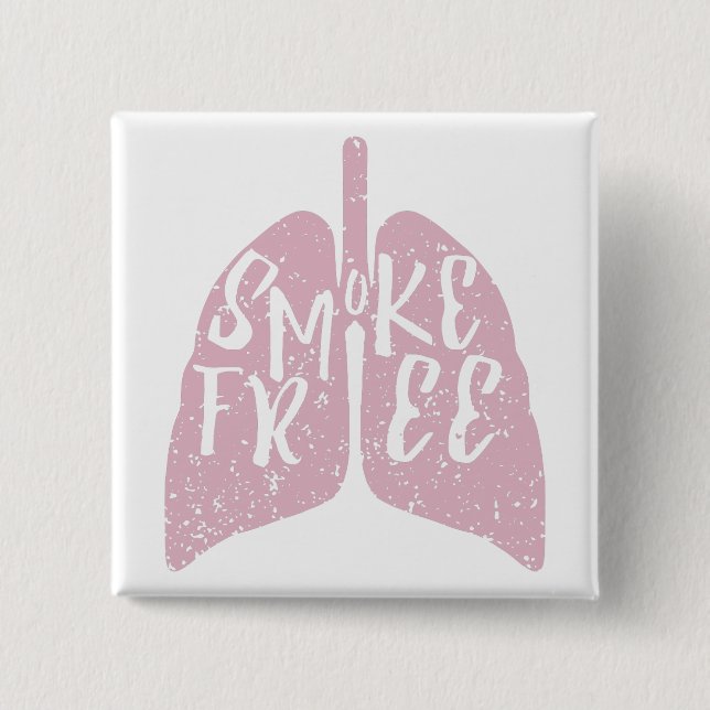 Badge Carré 5 Cm Santé pulmonaire Fumée libre (Devant)