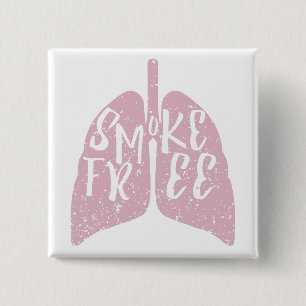 Badge Carré 5 Cm Santé pulmonaire Fumée libre