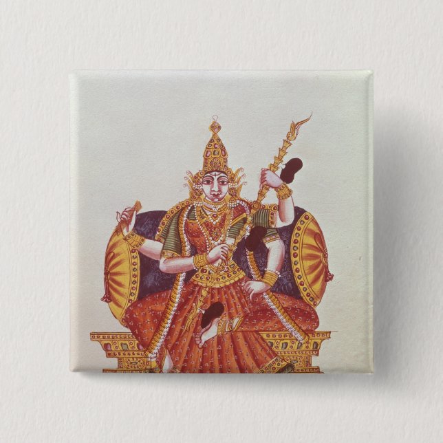 Badge Carré 5 Cm Saratheswathee, déesse indoue de l'étude (Devant)