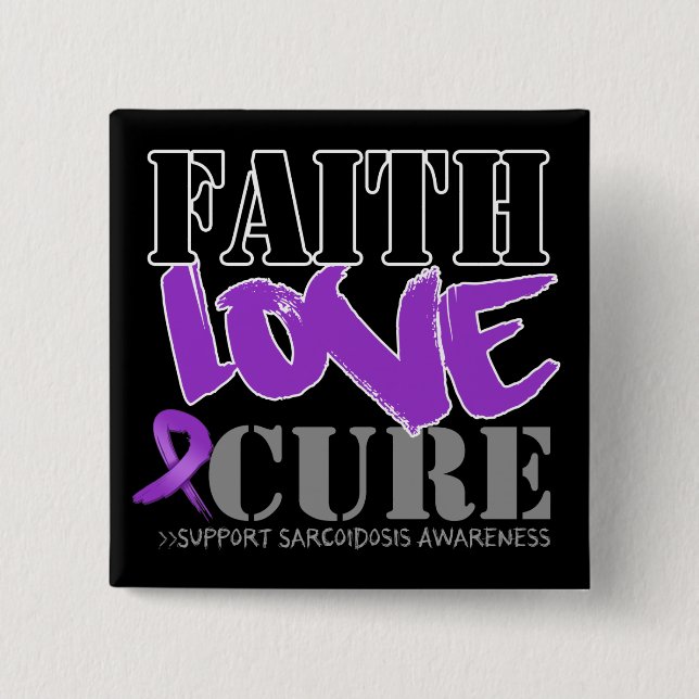 Badge Carré 5 Cm Sarcoïdose Foi amour guérison (Devant)
