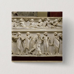 Badge Carré 5 Cm Sarcophage des Muses, romain (marbre)