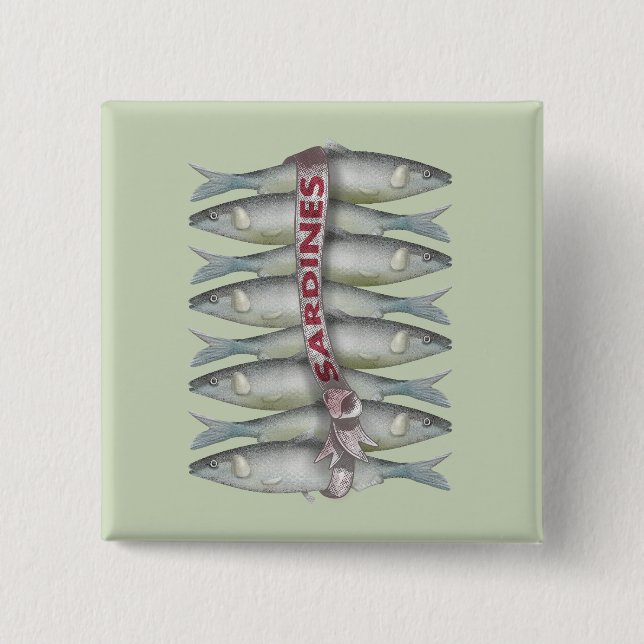 Badge Carré 5 Cm Sardines fraîches (Devant)