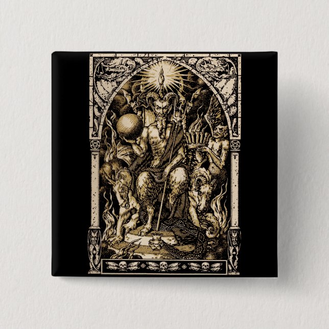 Badge Carré 5 Cm Satan a couronné (Devant)