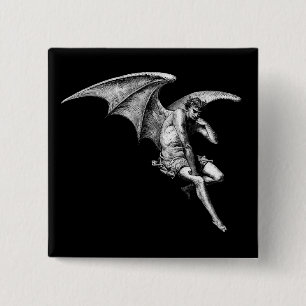Badge Carré 5 Cm Satan pensant le Pin