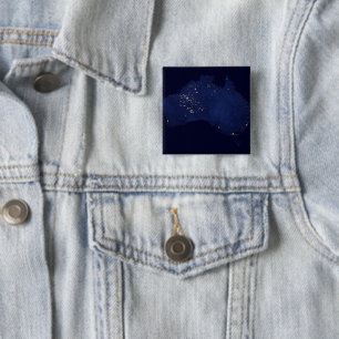Badge Carré 5 Cm Satellite Les Lumières Nocturnes De L'Australie.