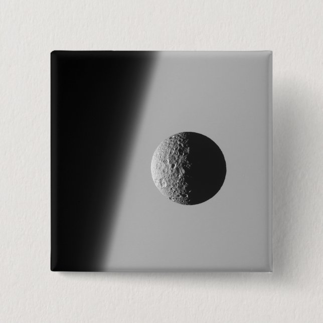 Badge Carré 5 Cm Saturn's moon Mimas (Devant)