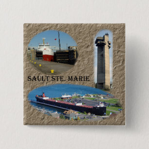 Badge Carré 5 Cm Sault Ste. Bouton Marie carré