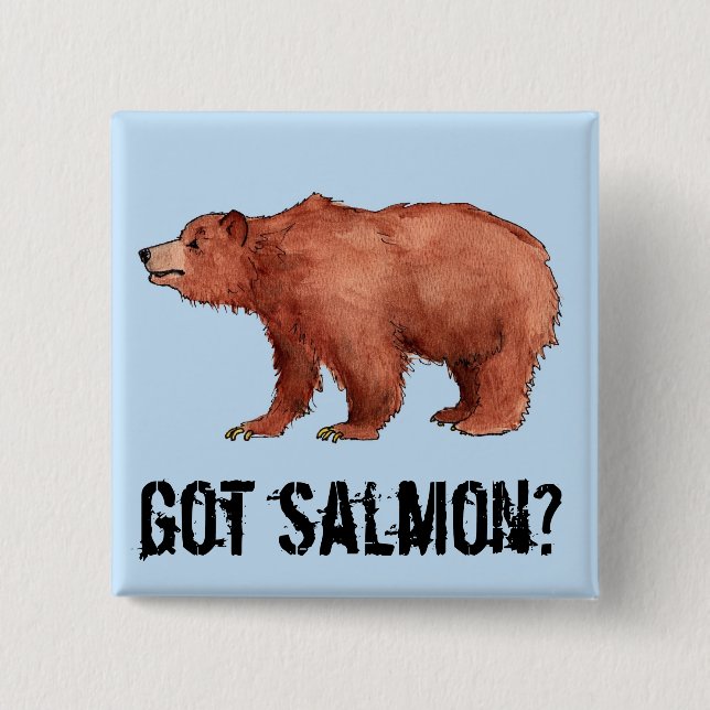 Badge Carré 5 Cm Saumon obtenu ?  Edmond l'ours (Devant)