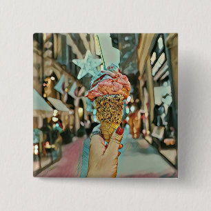 Badge Carré 5 Cm Saupoudrer de crème glacée