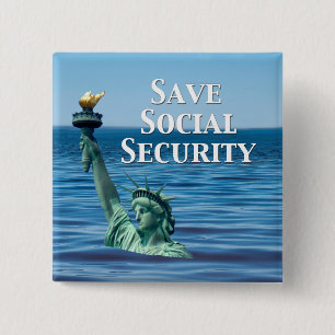 Badge Carré 5 Cm Sauver la sécurité sociale