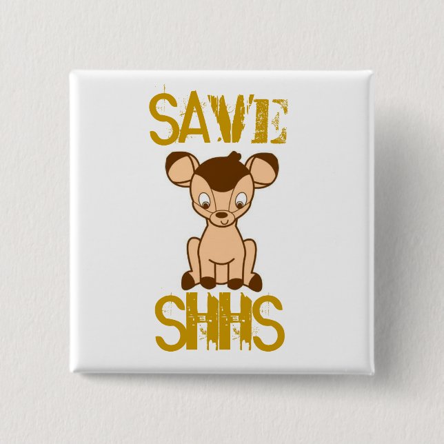 Badge Carré 5 Cm SAUVEZ le bouton de SHHS (Devant)