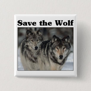 Badge Carré 5 Cm Sauvez le loup