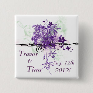 Badge Carré 5 Cm Sauvez le Pin de carré de bouquet floral d'abrég