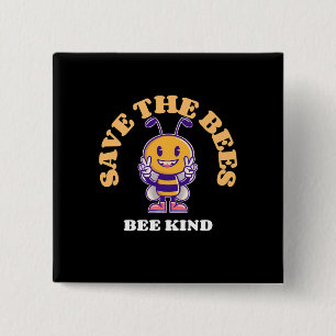 Badge Carré 5 Cm Sauvez Les Abeilles