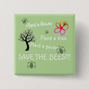 Badge Carré 5 Cm Sauvez les abeilles