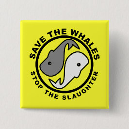 Badge Carré 5 Cm Sauvez les baleines - droits des animaux