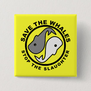 Badge Carré 5 Cm Sauvez les baleines - droits des animaux