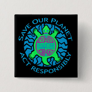 BADGE CARRÉ 5 CM SAUVEZ NOTRE PLANÈTE