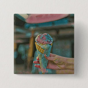 Badge Carré 5 Cm Saveur de crème glacée