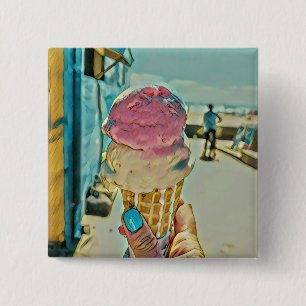 Badge Carré 5 Cm Saveur de crème glacée
