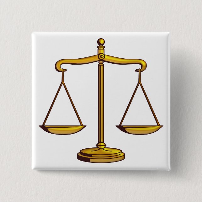 Badge Carré 5 Cm Scales of Justice - bouton droit (Devant)