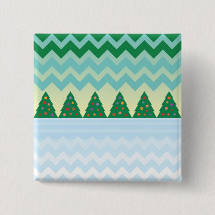 Badge Carré 5 Cm Scène Chevron Arbre de Noël