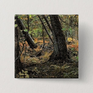 Badge Carré 5 Cm Scène de forêt automnale