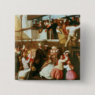 Badge Carré 5 Cm Scène d'embarquement