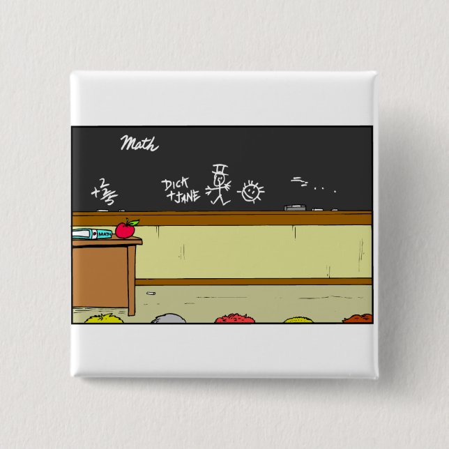 Badge Carré 5 Cm Scène En Classe (Devant)