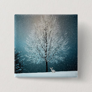 Badge Carré 5 Cm Scène hivernale