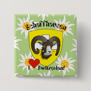 Badge Carré 5 Cm Schaffhouse - Suisse - Suisse - Svizzera Buttons