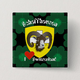 Badge Carré 5 Cm Schaffhouse - Suisse - Suisse - Svizzera Buttons