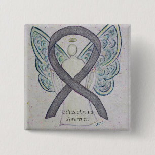 Badge Carré 5 Cm Schizophrénie Sensibilisation Ruban Angle Pins per
